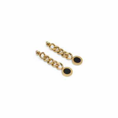 Kolczyki Dangle Kubańskie z Latin Onyx - Złote