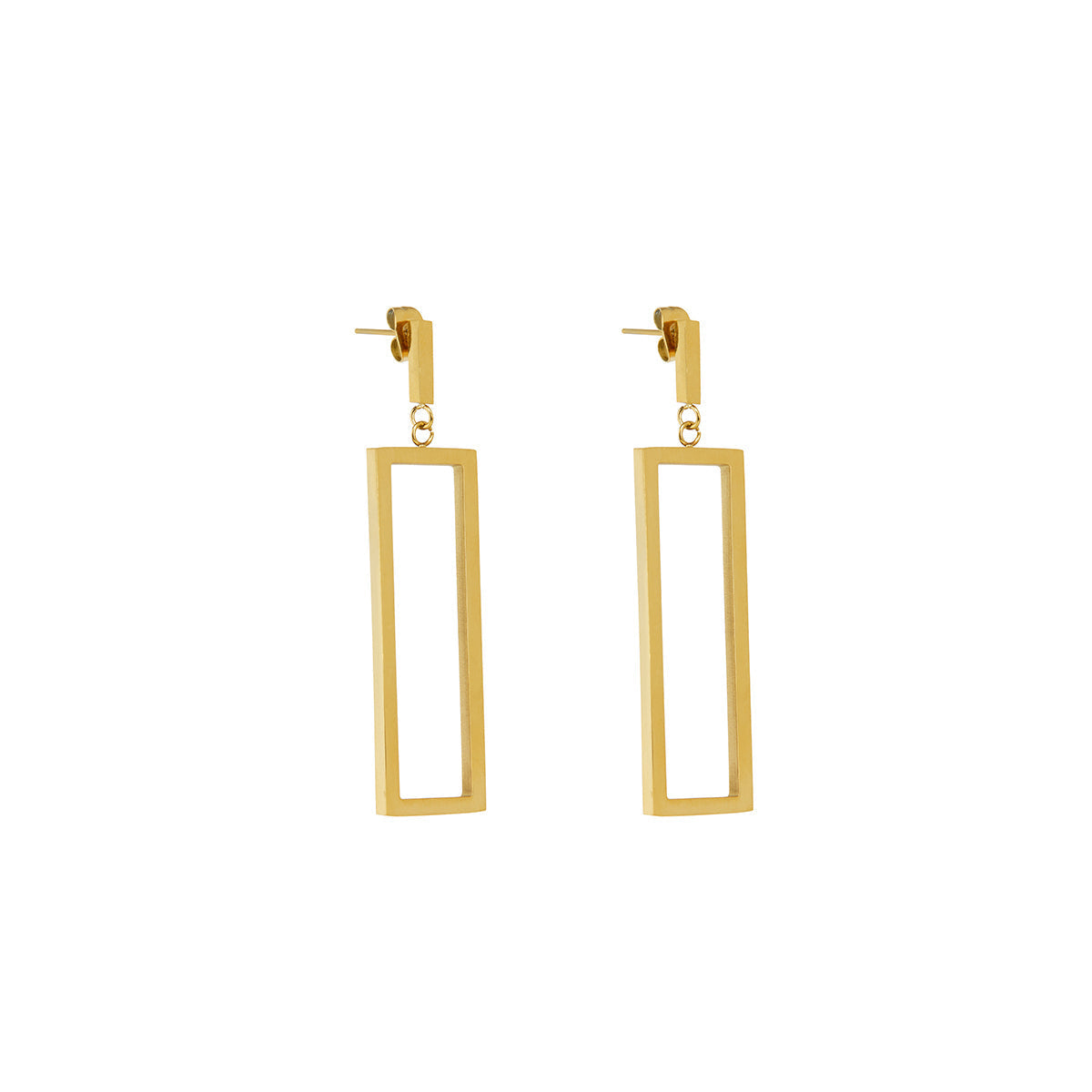 Minimalistyczne Kolczyki Dangle w Kształcie Prostokąta - Złote