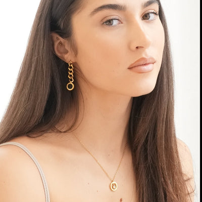 Kolczyki Dangle Kubańskie z Latin Onyx - Złote