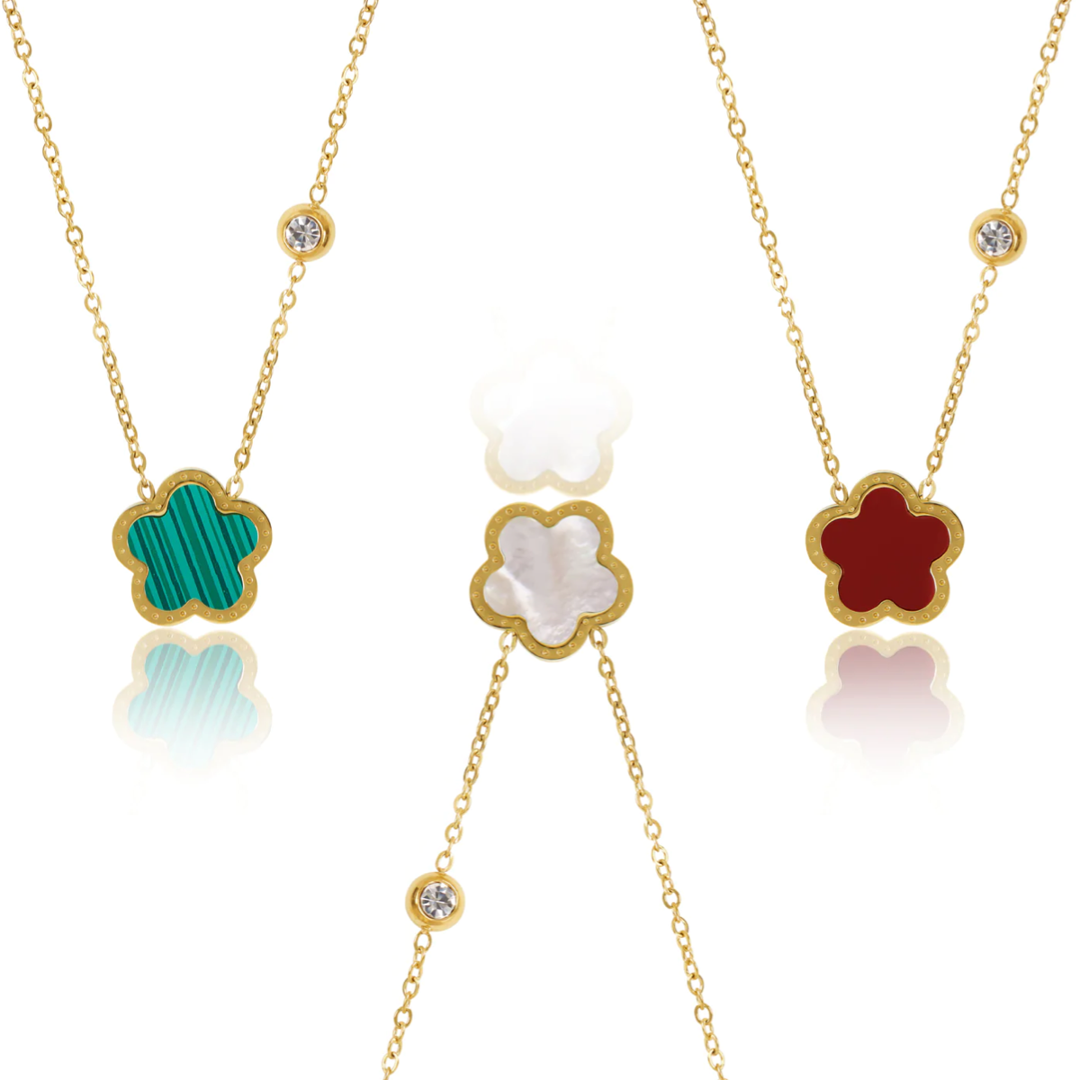 Zestaw 3 Częściowy Clover - Złocenie 18K - Złoty