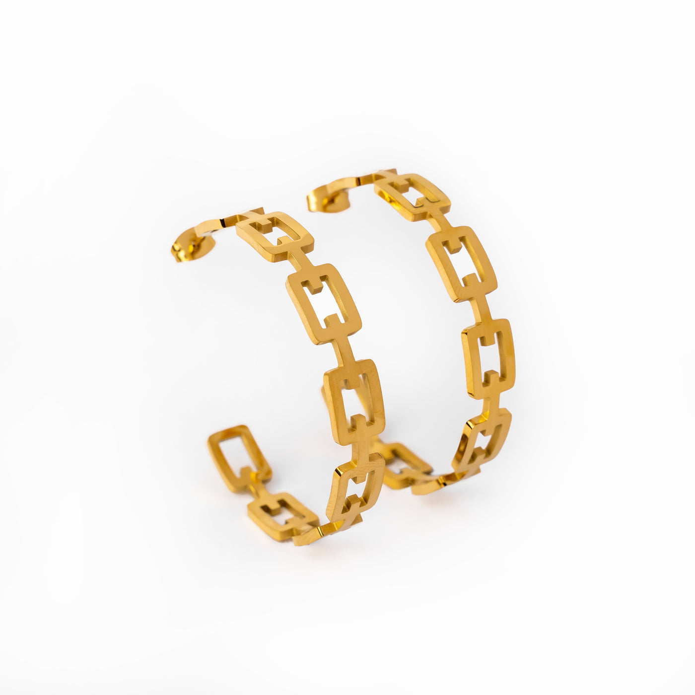 Geometriczne Kolczyki Koła Złocone 18K - Złote