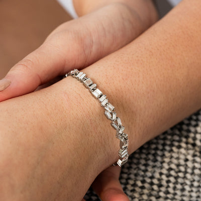 Bransoletka Stone CZ Baguette Cut - Srebrna
