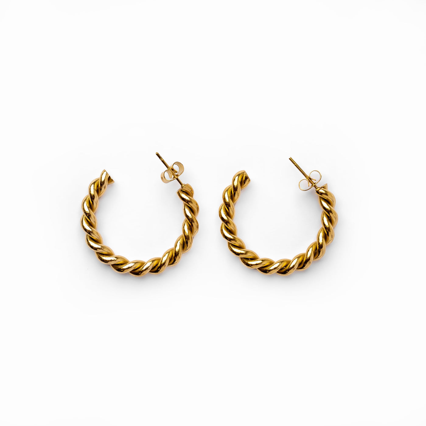 Sofia Twist Rope Hoop Earrings 18K Gold Plated - Złote
